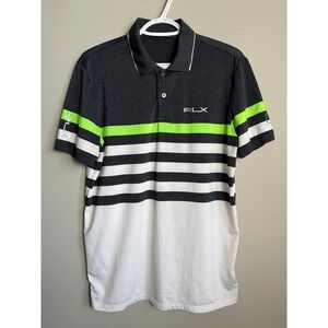 RLX Ralph Lauren Striped Performance Polo Shirt Medium Golf Sporty Preppy Active